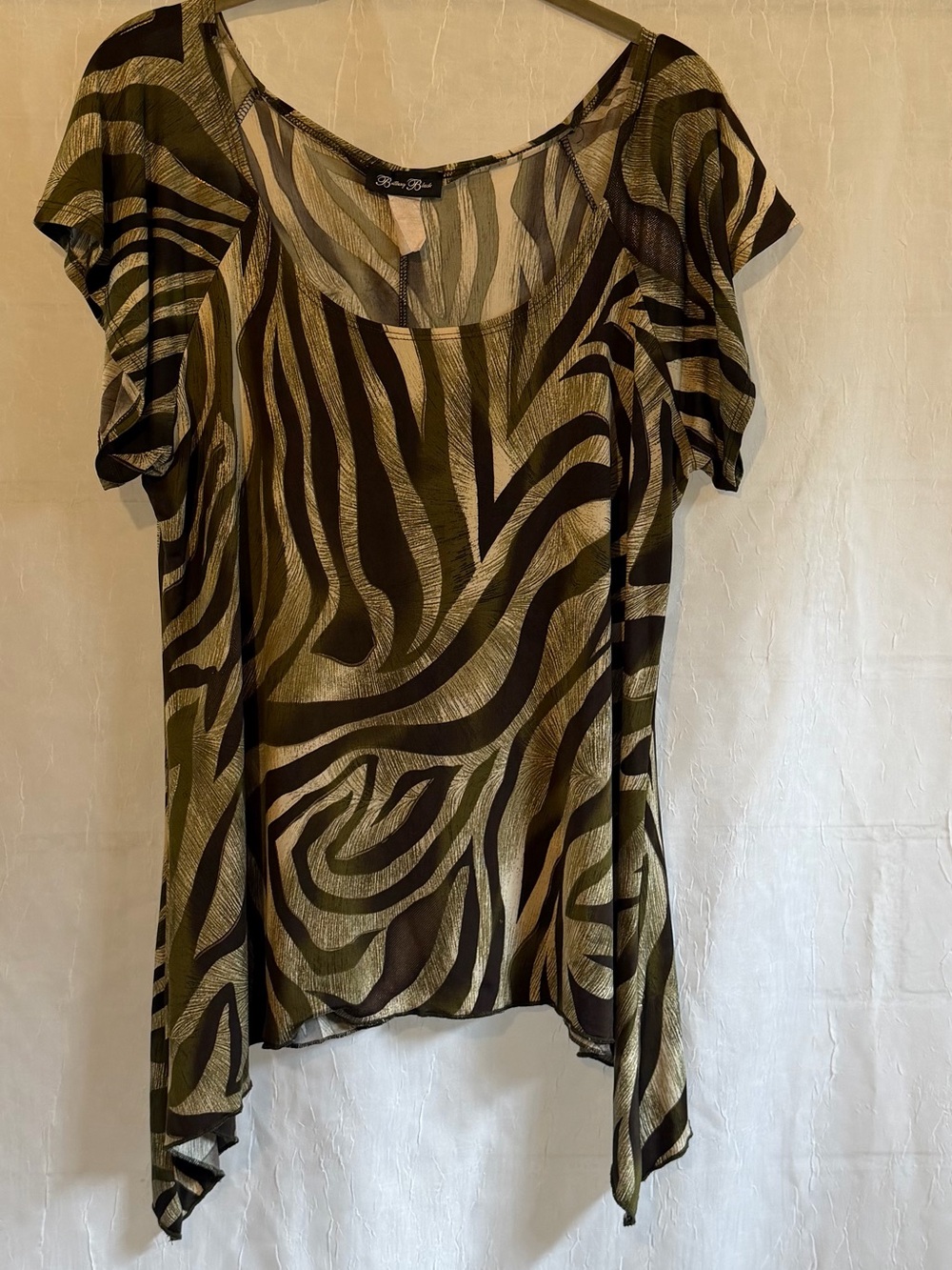 Brittany Black Olive & Black Zebra-Print Short Sleeve Tunic